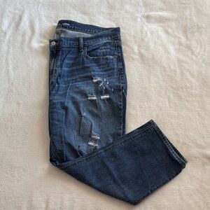 Women's Distressed Boyfriend Blue Jeans